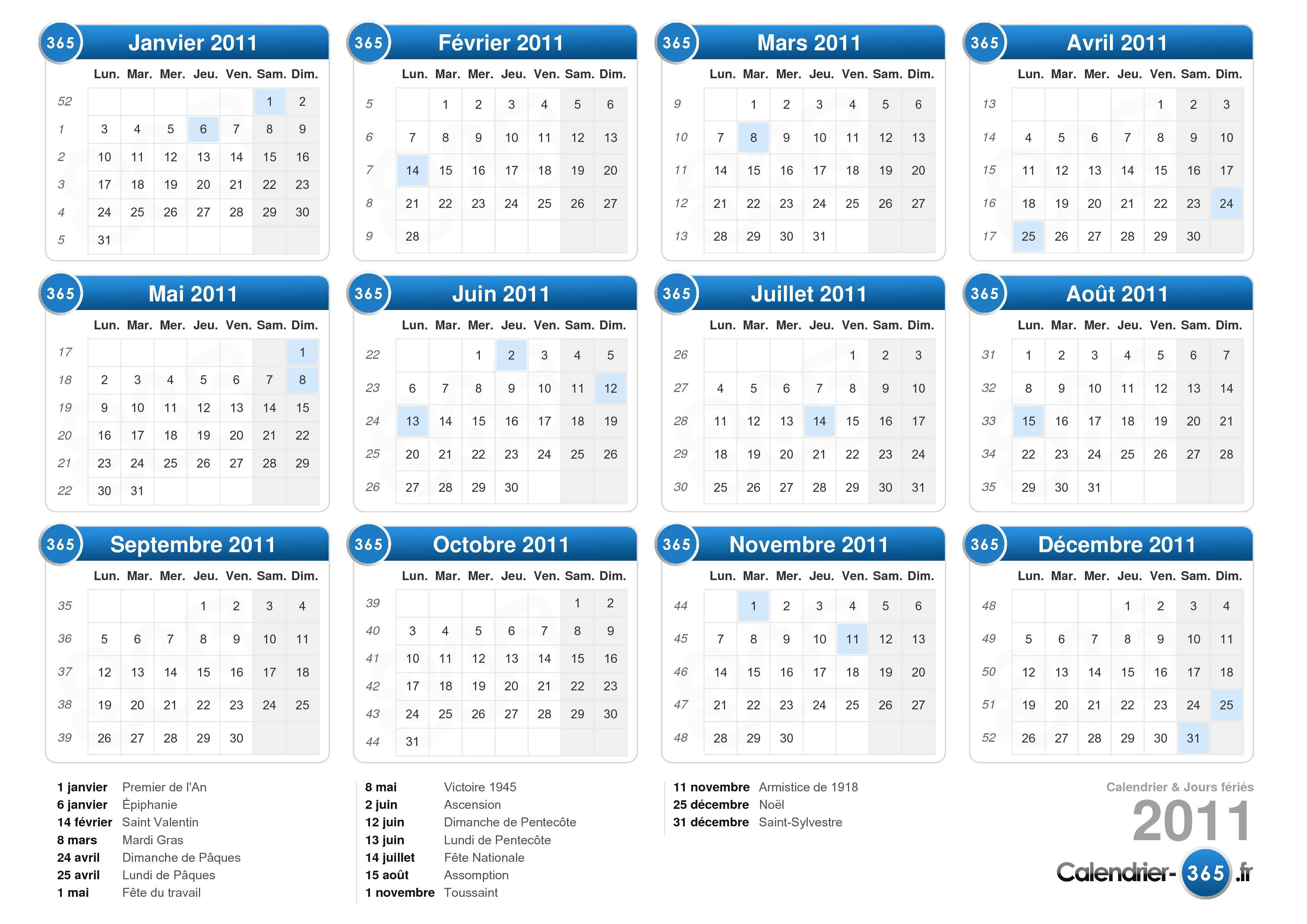 calendrier 2011 avec lune