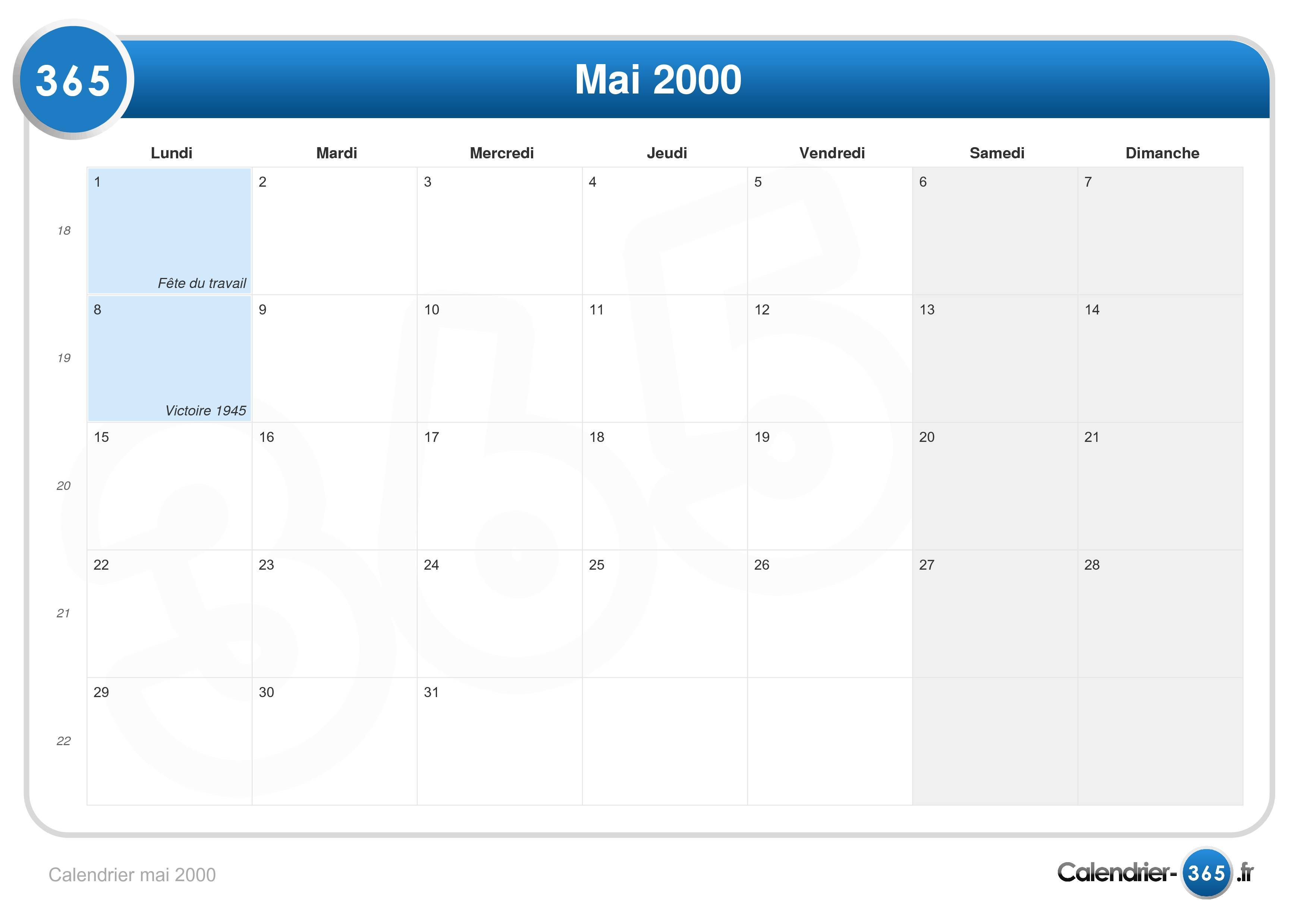 Calendrier mai 2000